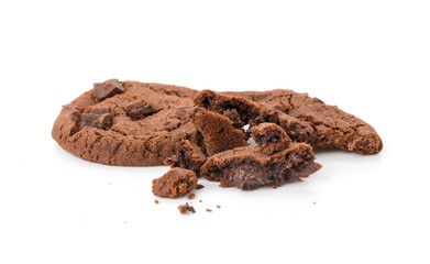 soft dark chocolate brownie cookies on white