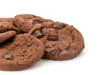 soft dark chocolate brownie cookies on white