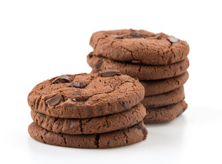 soft dark chocolate brownie cookies on white