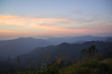 Fototapeta na wymiar Sunrise on the mountain .