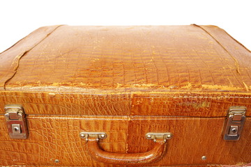 old shabby suitcase yellow