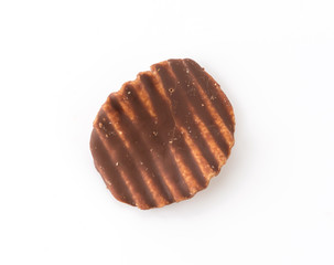 potato chip with chocolate on white