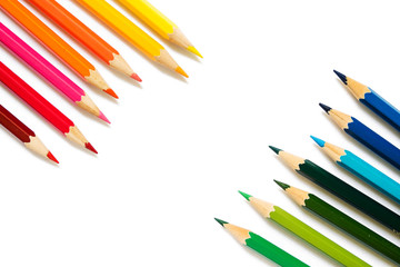 Color pencils on white background