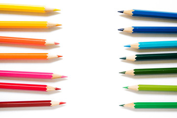 Fototapeta premium Color pencils on white background