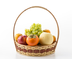 mix fruits on white background