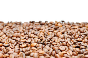 Coffee grains on a white background