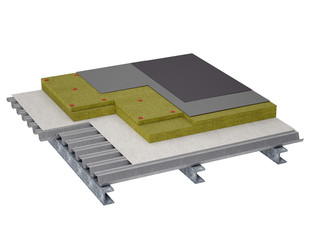 Perspective view of a flat roof insulation