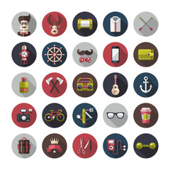 Set of modern flat design hipster icons