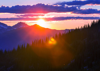 Mountains sunset