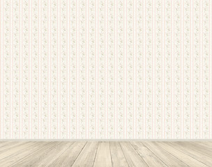 emty room with patterned wallpaper