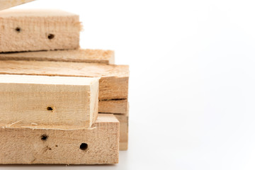 light brown wood on white background