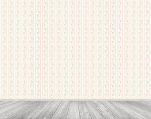 emty room with patterned wallpaper