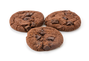 soft dark chocolate brownie cookies on white