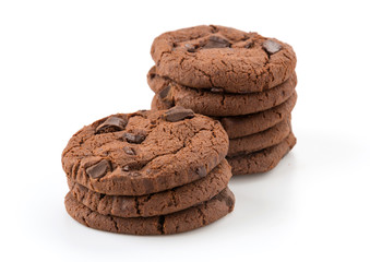 soft dark chocolate brownie cookies on white