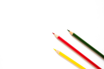 Naklejka premium Color pencils on white background