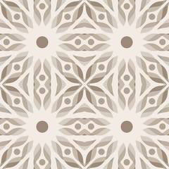 Four brown ceramic tiles, seamless pattern