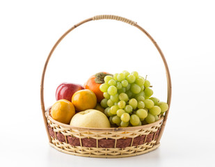 mix fruits on white background