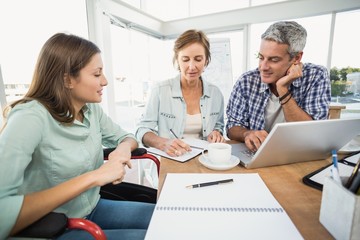 Fototapeta premium Casual business people making arrangements