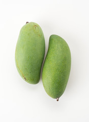 green mango on white background