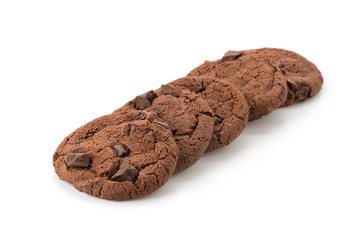 soft dark chocolate brownie cookies on white