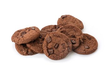 soft dark chocolate brownie cookies on white