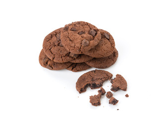 soft dark chocolate brownie cookies on white