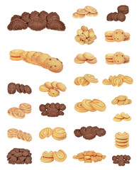 butter cookies,homemade biscuits, isolated on a white background