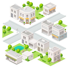 City  isometric buildings. Set of the vector elements