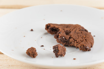 soft dark chocolate brownie cookies on wood