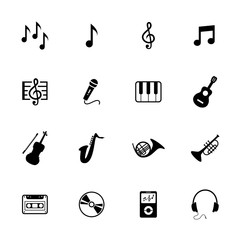 Music icons. Musical icon. Vector. Black icon.