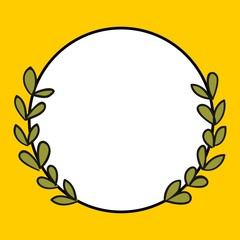 Laurel wreath decorative vector photo frame on yellow background