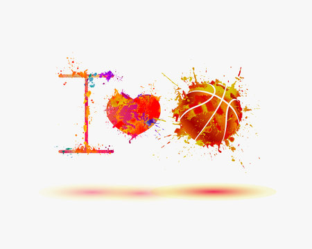vector  fan slogan: i love basketball