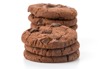 soft dark chocolate brownie cookies on white