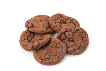 soft dark chocolate brownie cookies on white