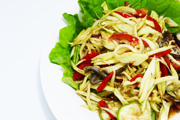 papaya salad and chicken wing
