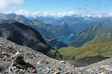 Beautiful view from above to the swiss alps