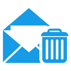 Icono sobre con simbolo basura azul