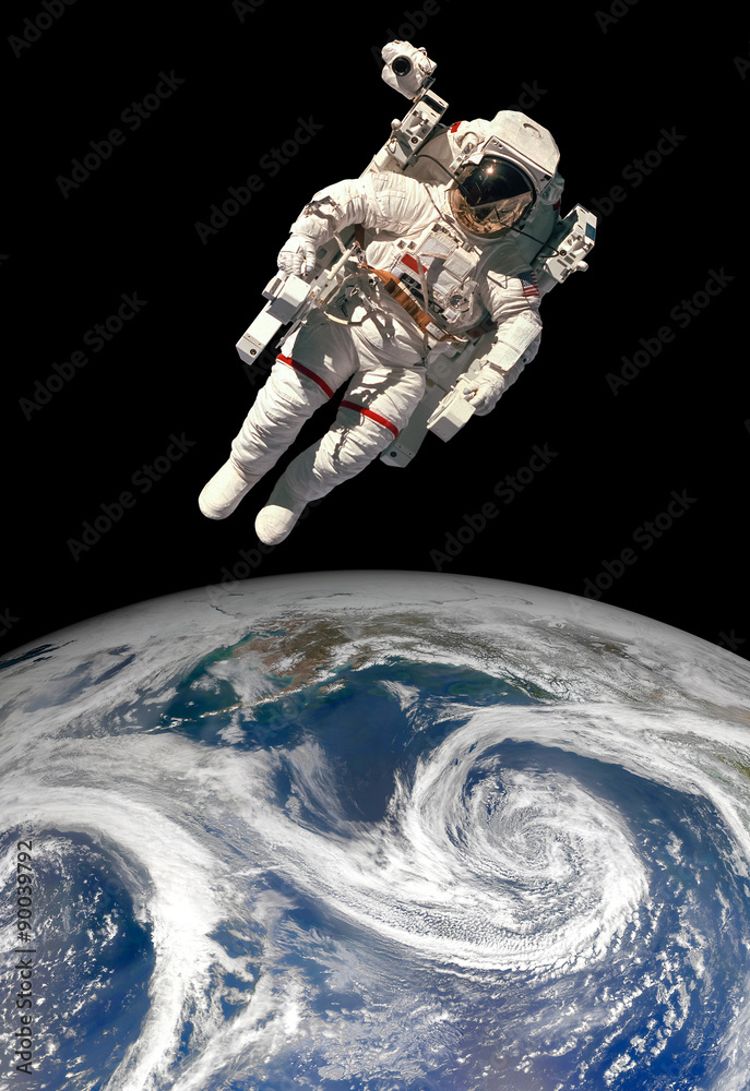 Sticker astronaut in outer space