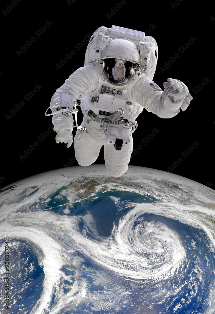 Sticker astronaut in outer space