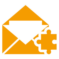 Icono sobre con simbolo puzzle naranja
