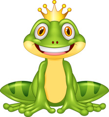 Happy cartoon king frog
