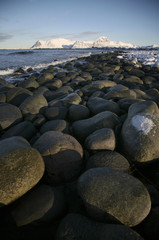 Norwegen, Lofoten, Vestvagoy im Winter, Winterlandschaft  bei Eggum, 