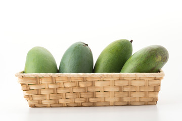 green mango on white background