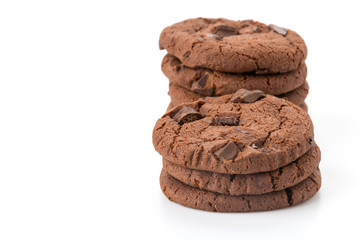 soft dark chocolate brownie cookies on white