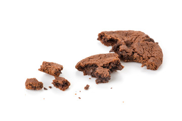 soft dark chocolate brownie cookies on white