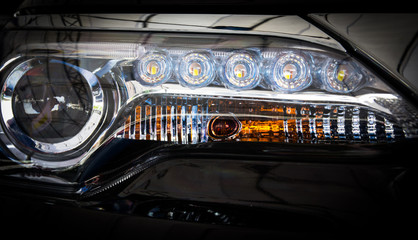Close up car headlights © torsak