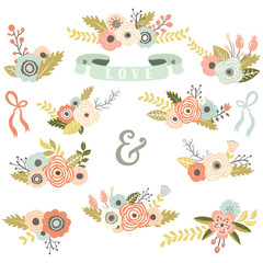 Vintage Floral Bouquet Set