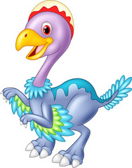 Cartoon baby dinosaur archaeopteryx 
