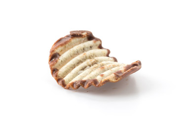 potato chip with chocolate on white