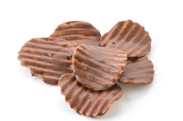 potato chip with chocolate on white